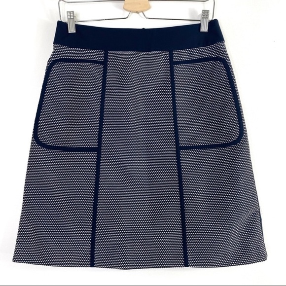 LAFAYETTE 148 New York Retro Tweed Micro Dots A-Line Skirt Navy Blue Size 6 - Picture 2 of 10